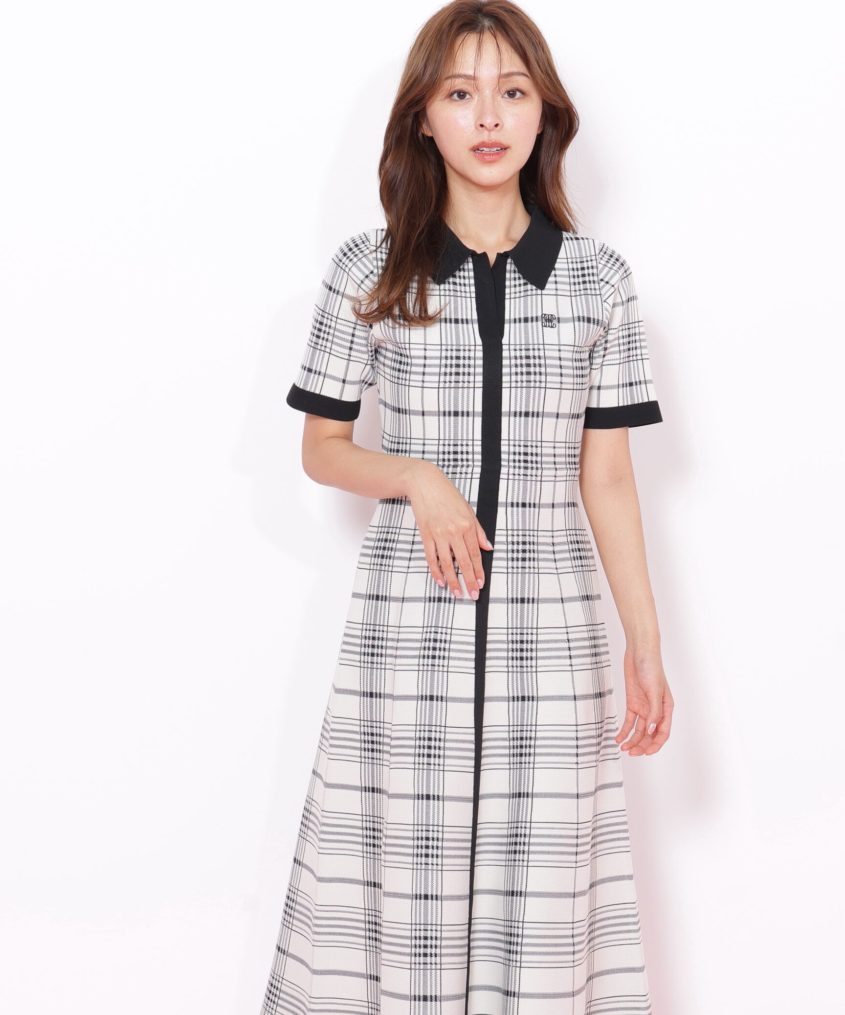  「ビッグチェックニットワンピース」|ワンピース|