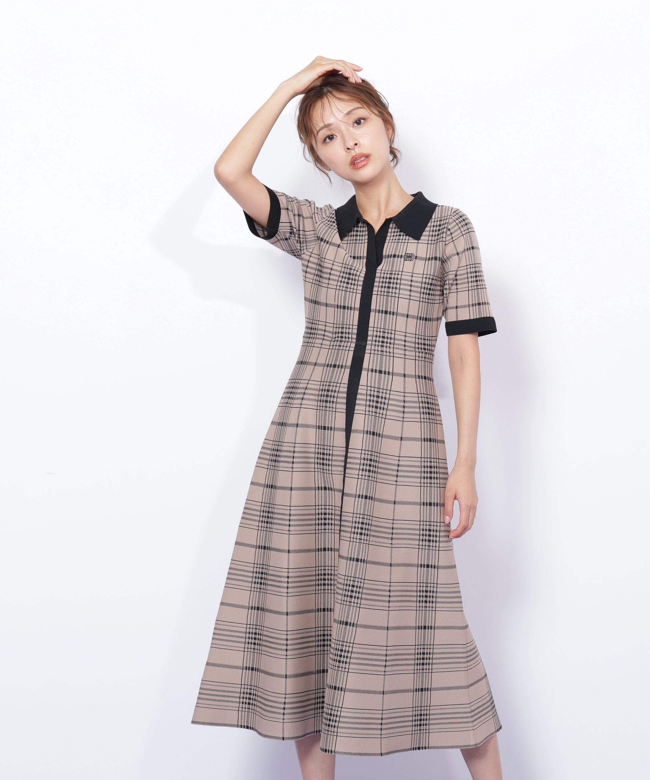  「ビッグチェックニットワンピース」|ワンピース|
