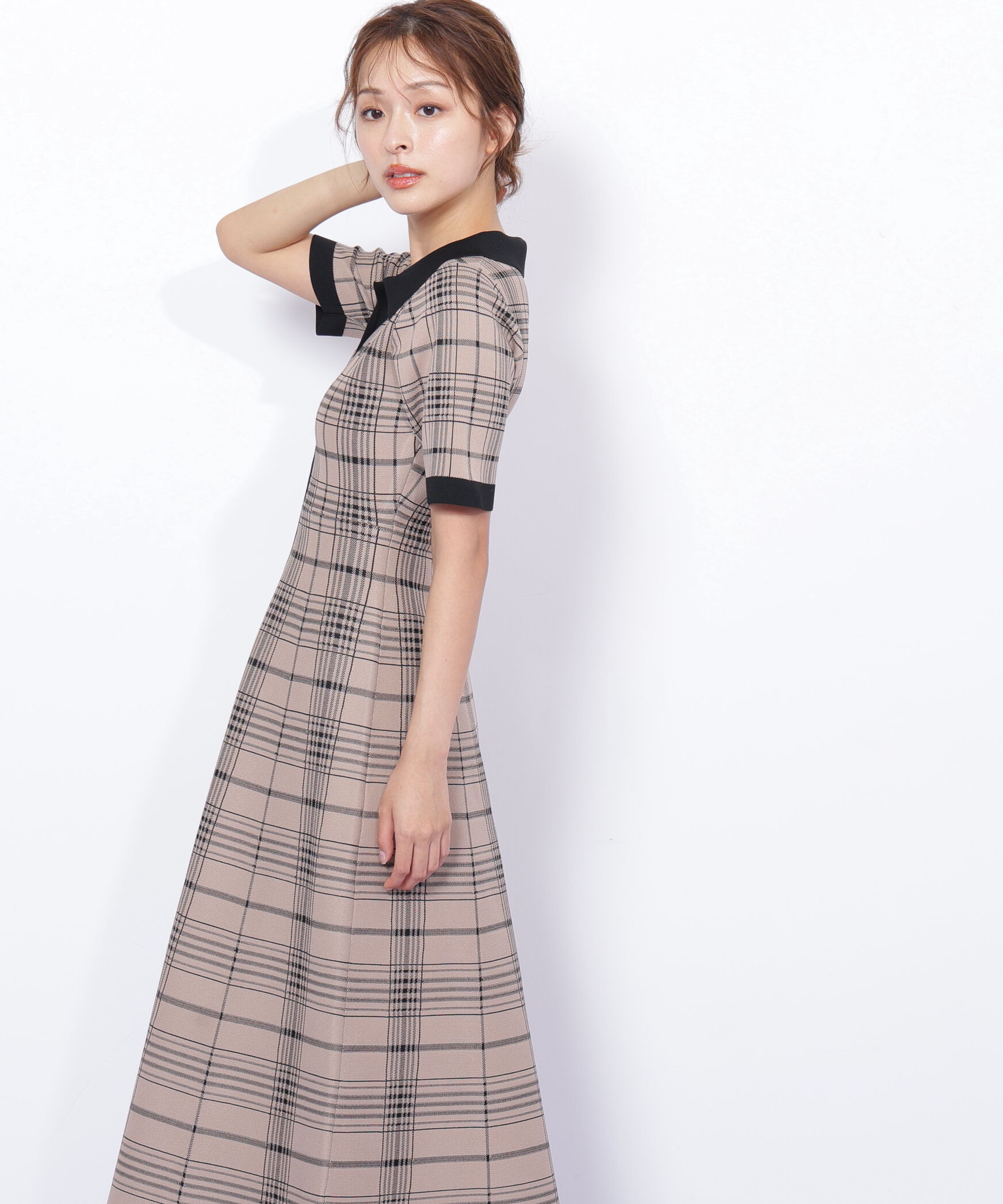 「ビッグチェックニットワンピース」|ワンピース|