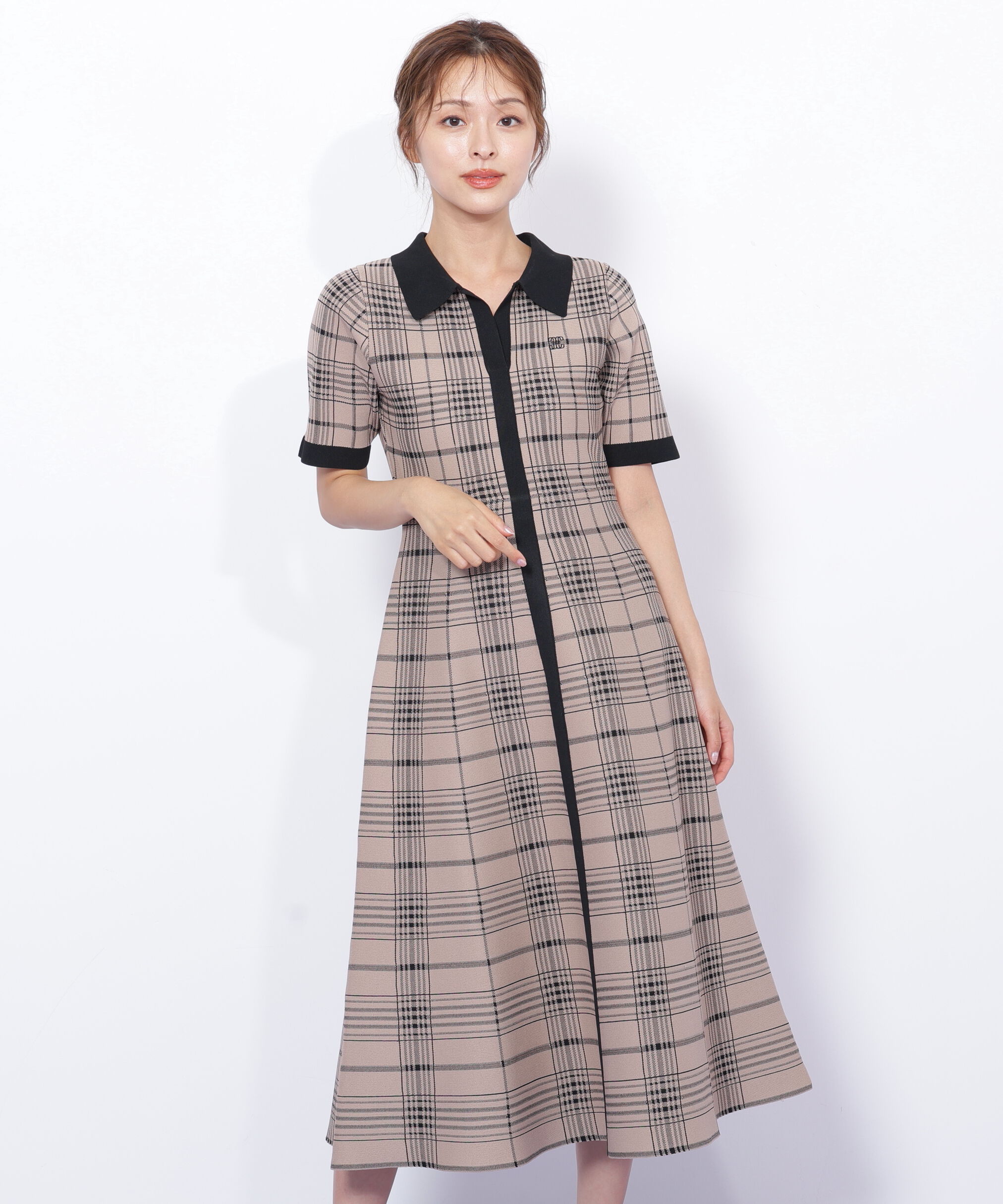  「ビッグチェックニットワンピース」|ワンピース|