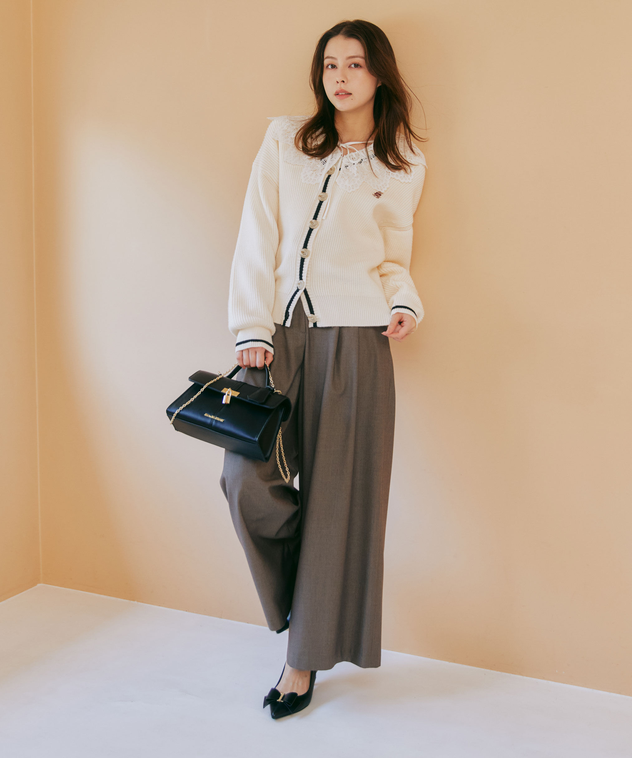  「ビッグリボンワイドパンツ」|その他|ブラウン