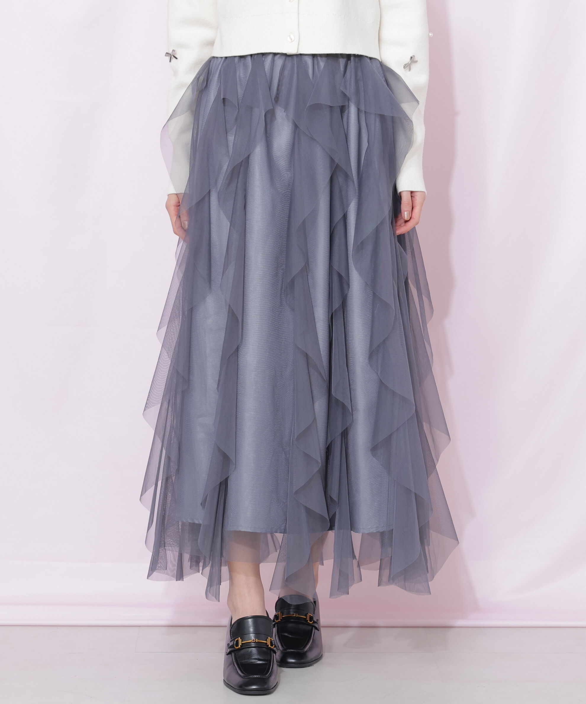  「縦ラッフルチュールスカート」|スカート|
