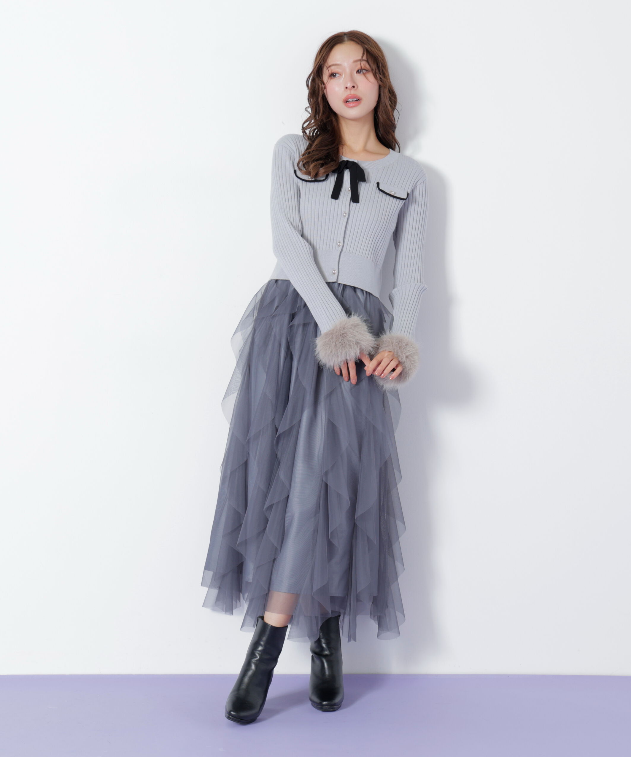  「縦ラッフルチュールスカート」|スカート|