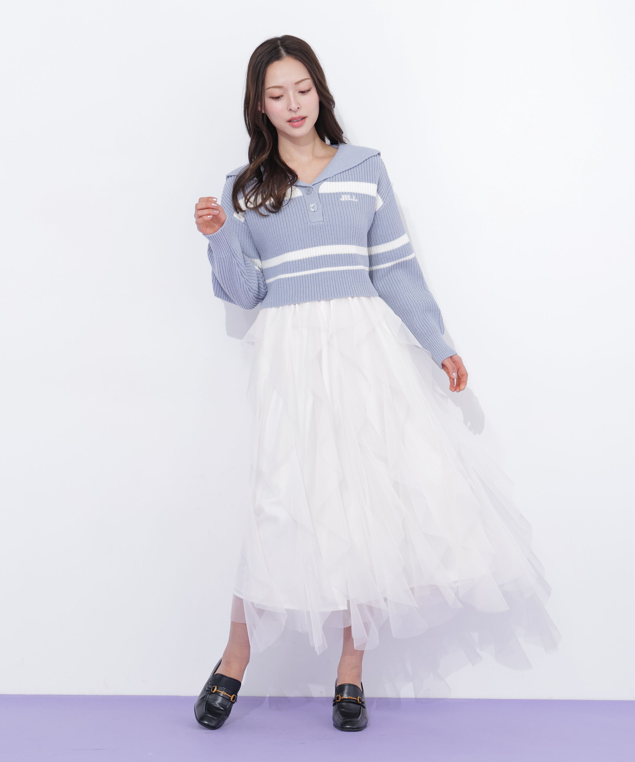  「縦ラッフルチュールスカート」|スカート|