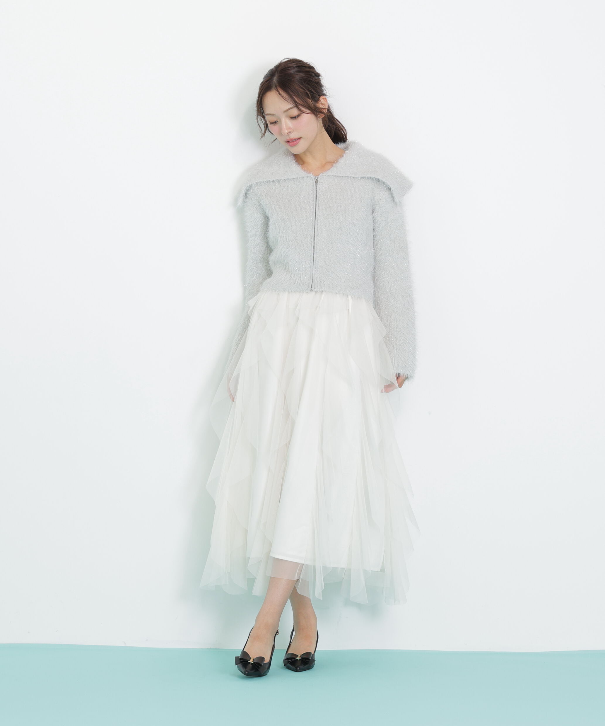  「縦ラッフルチュールスカート」|スカート|