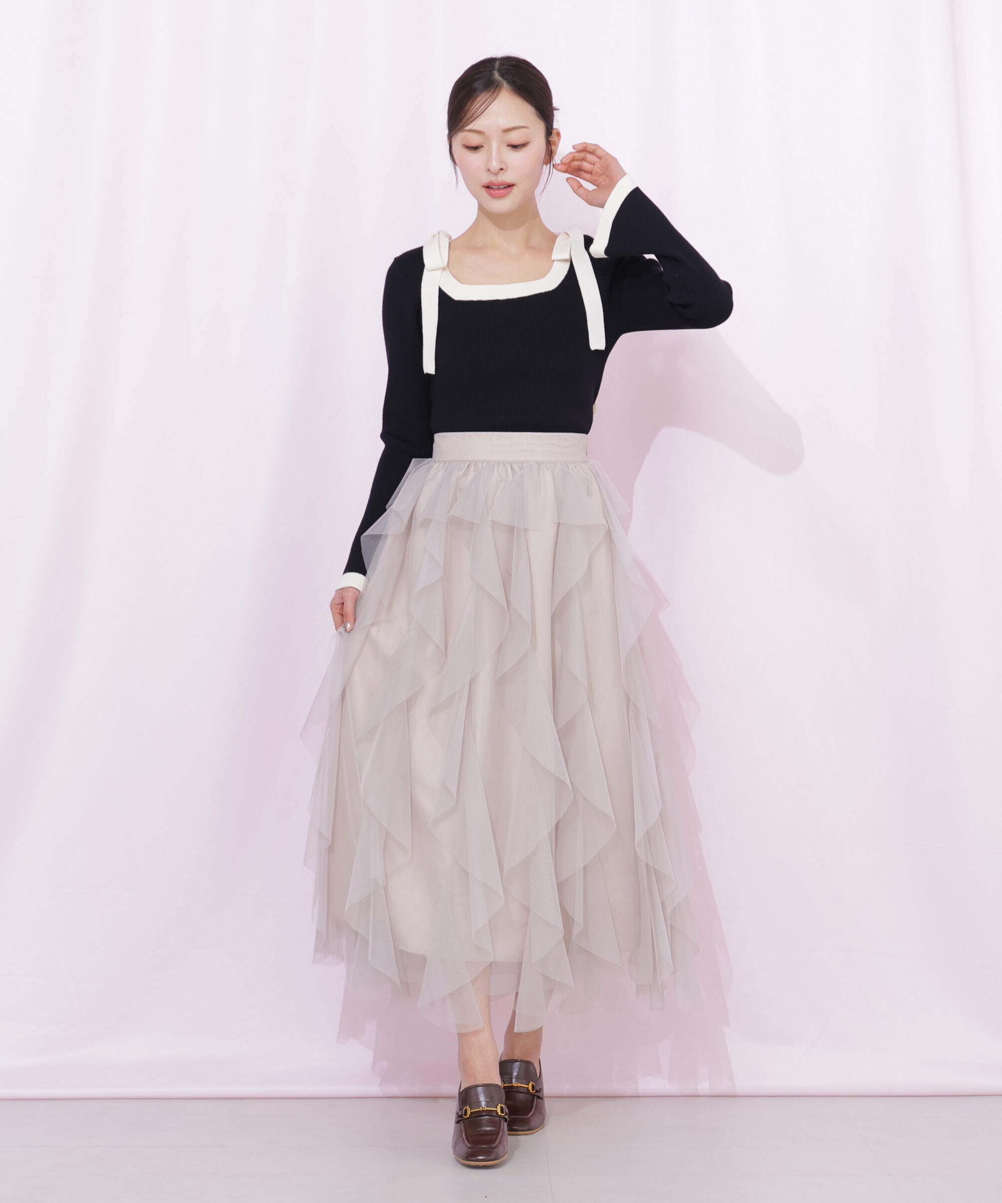  「縦ラッフルチュールスカート」|スカート|