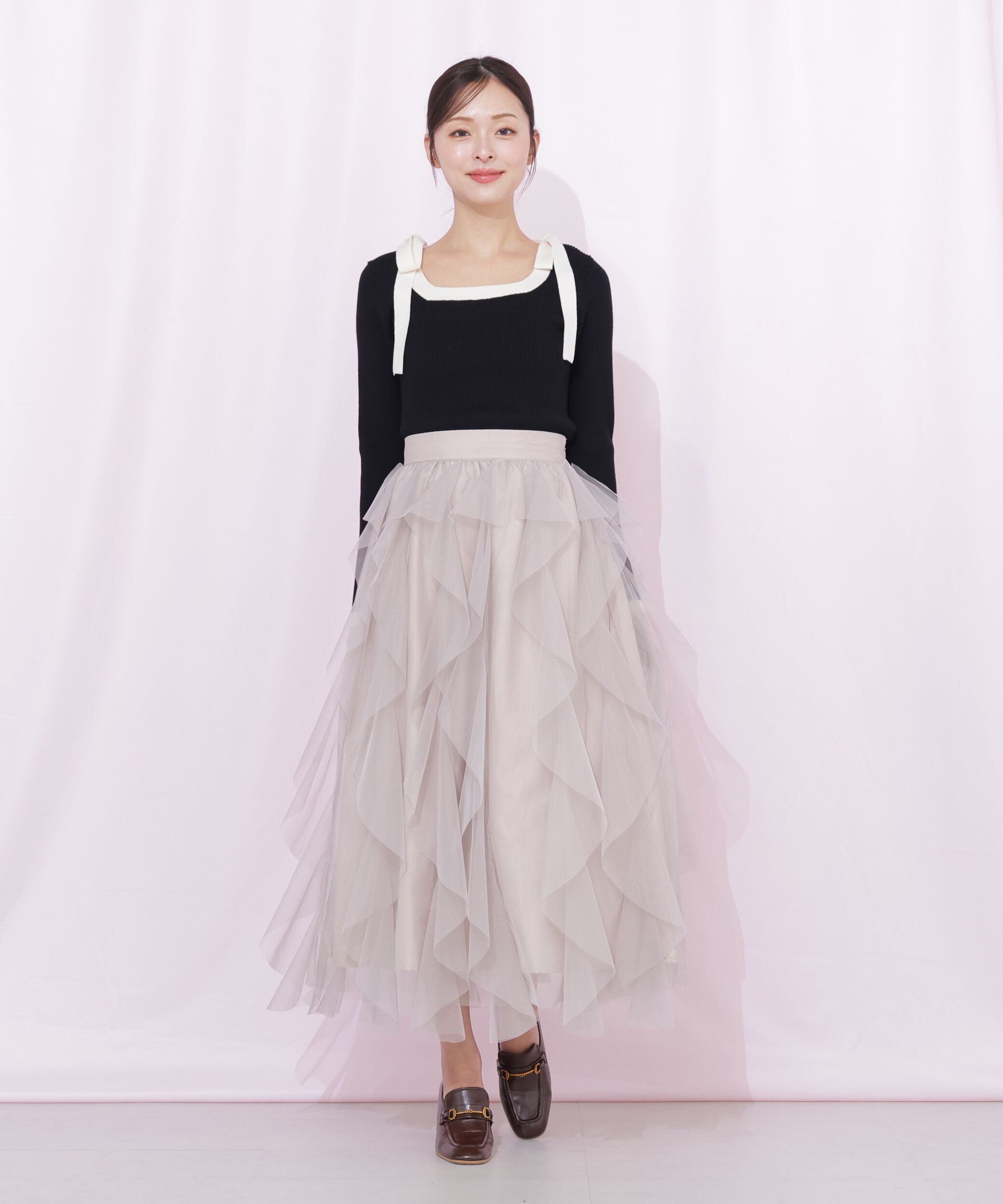  「縦ラッフルチュールスカート」|スカート|