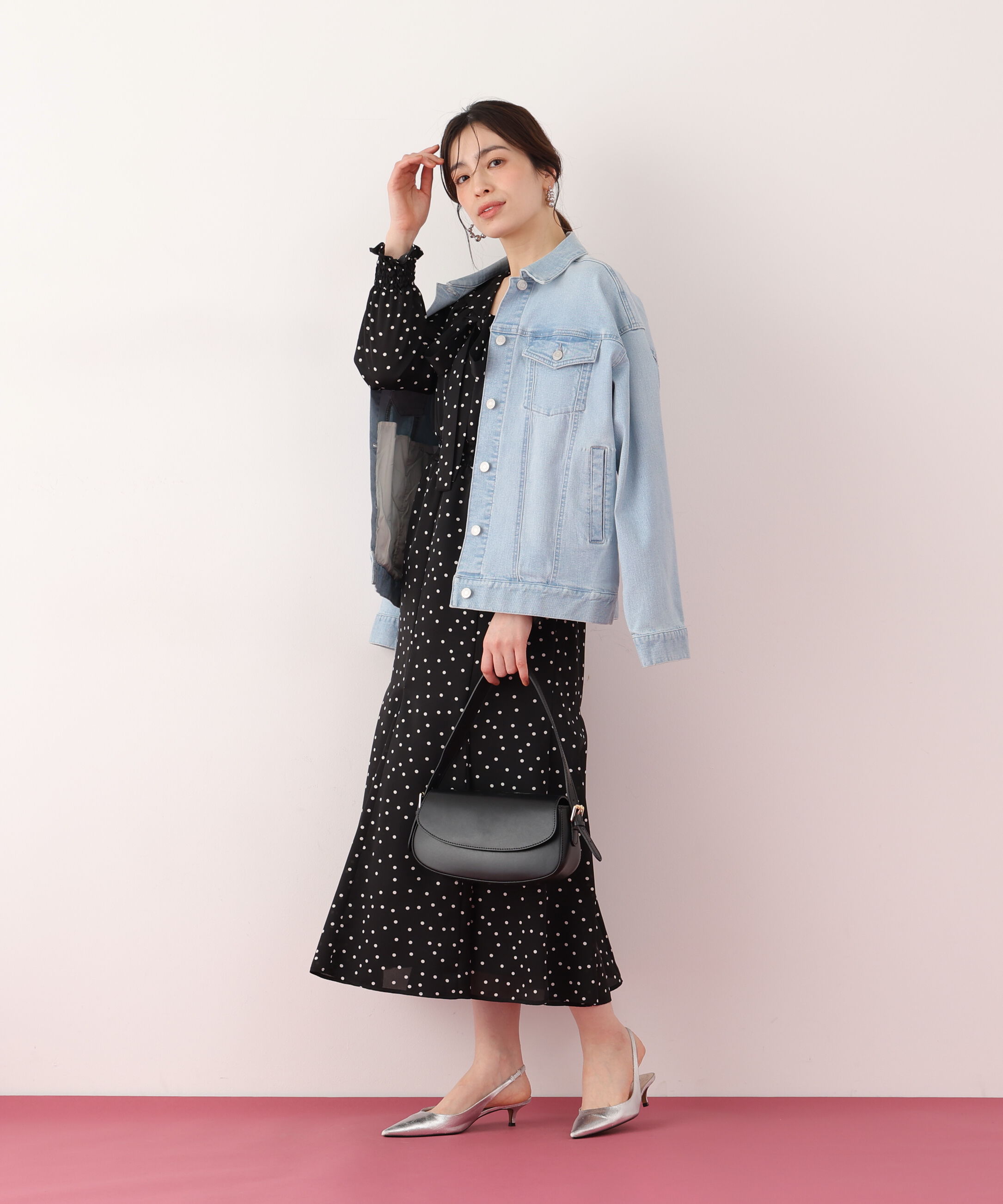  「ルーズカラーデニムジャケット」|ブルゾン・スタジャン|