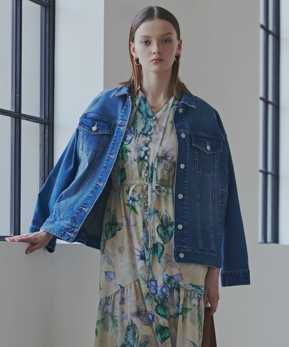  「ルーズカラーデニムジャケット」|ブルゾン・スタジャン|インディゴ