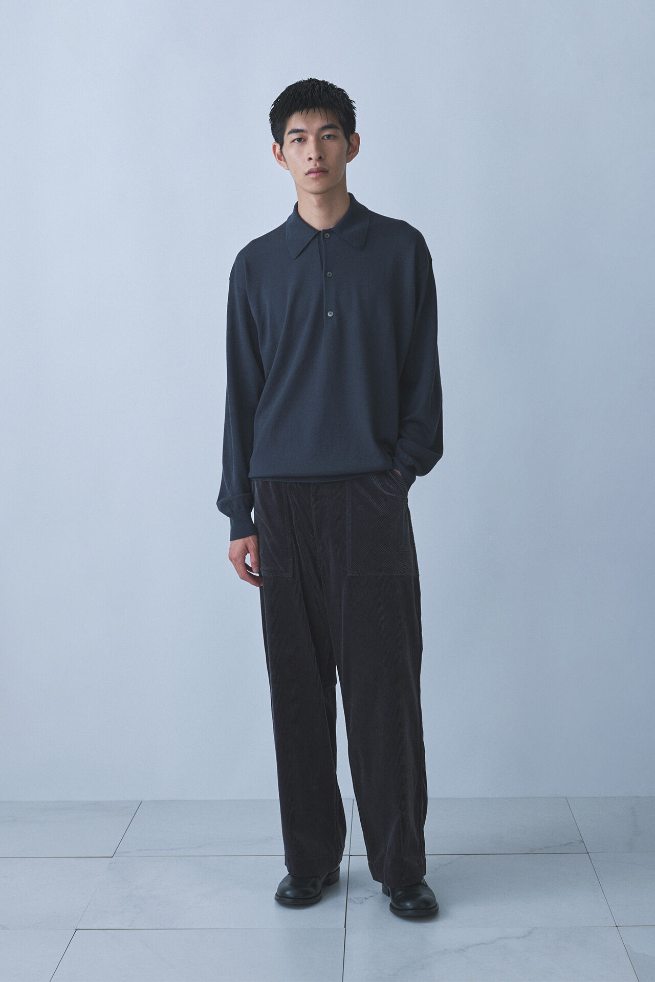 YLEVE 「YLEVE / HIGH TWIST FINE WOOL KN POLO」|ニット・セーター|
