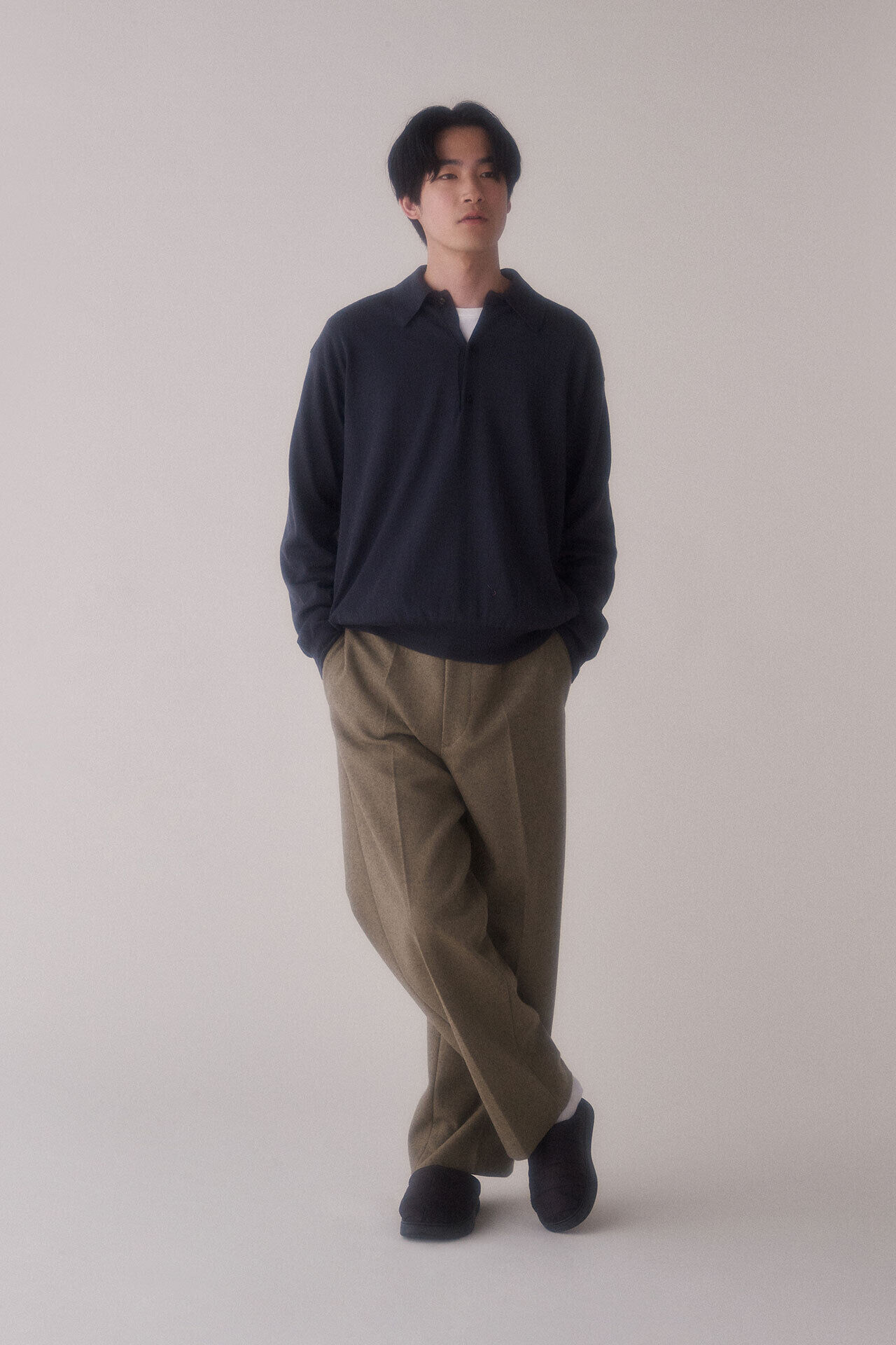 YLEVE 「YLEVE / HIGH TWIST FINE WOOL KN POLO」|ニット・セーター|