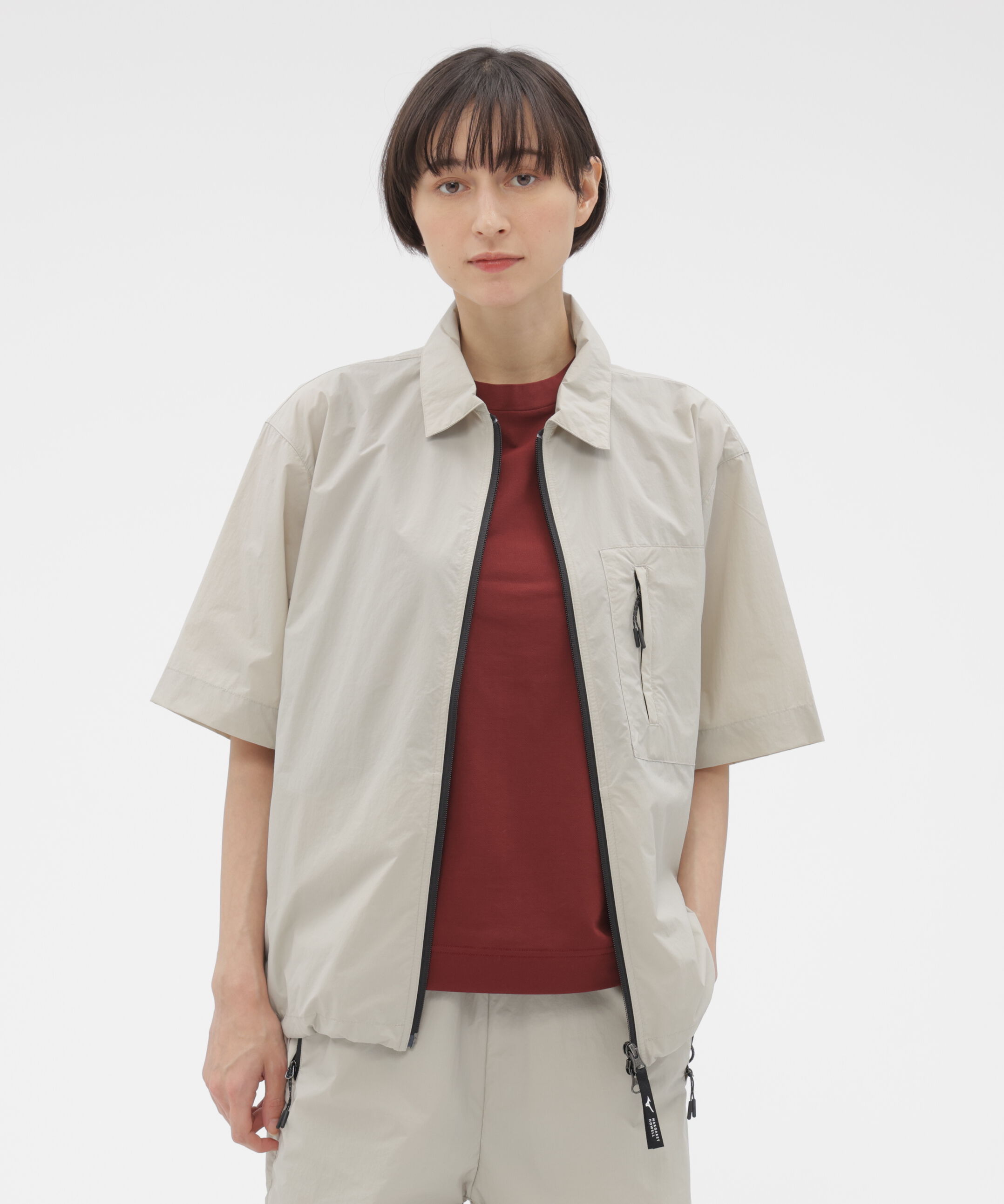  「WATER REPELLENT LIGHTWEIGHT NYLON POPLIN SHIRT」|Tシャツ・カットソー|LIGHT GREY1
