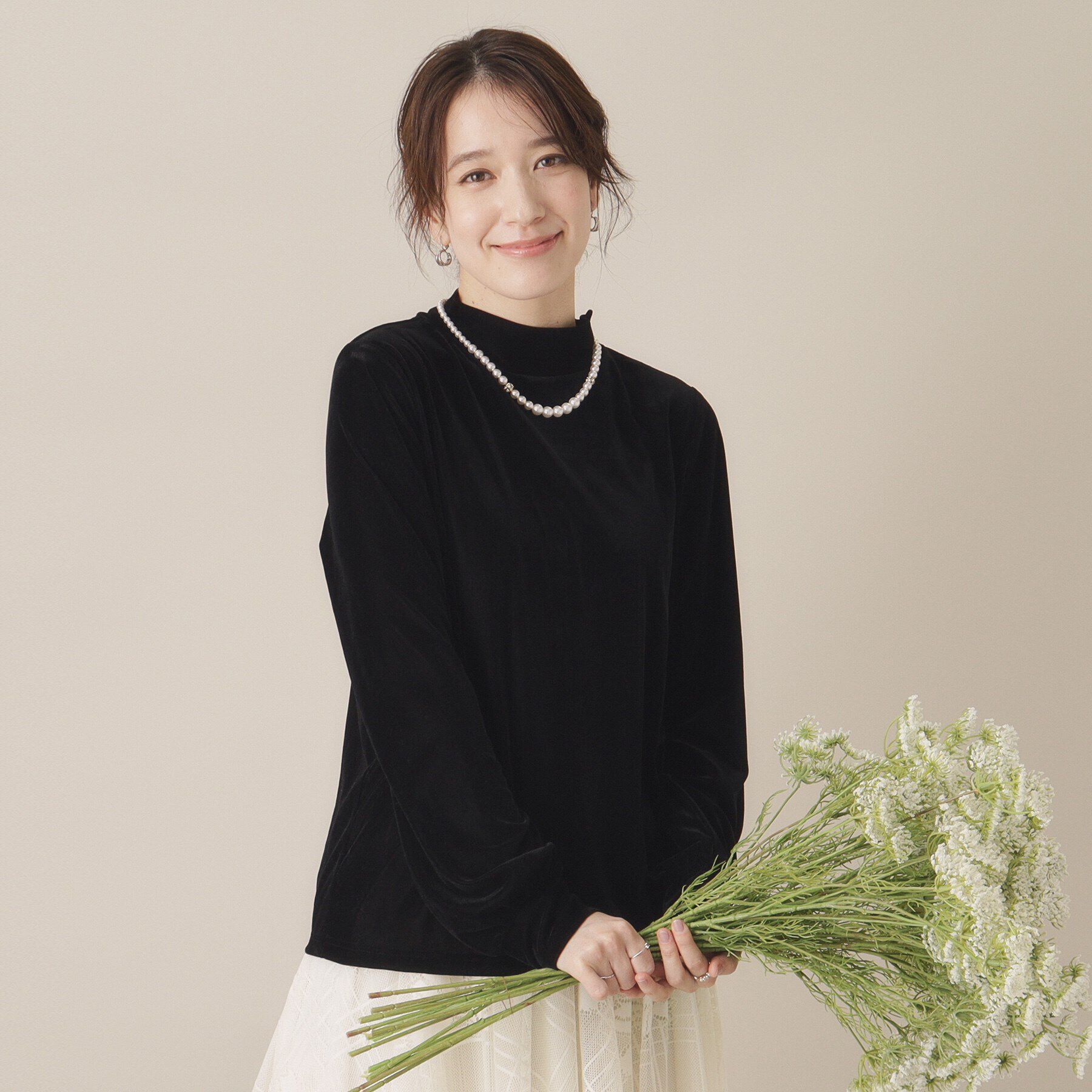 ITS&rsquo;DEMO「【洗濯機OK】ベロアプルオーバー」|Tシャツ・カットソー|ブラック(019)