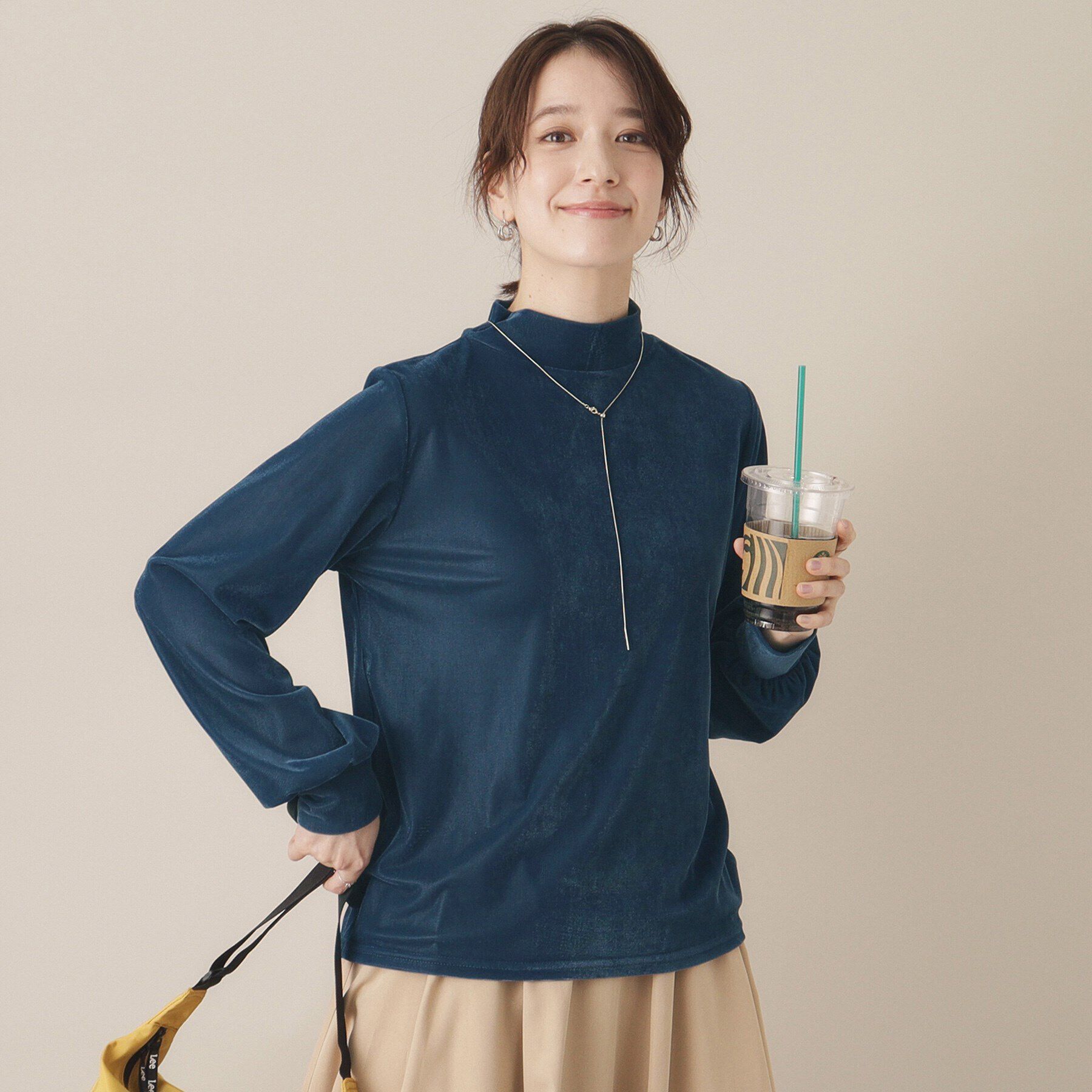 ITS&rsquo;DEMO「【洗濯機OK】ベロアプルオーバー」|Tシャツ・カットソー|ブルー(092)