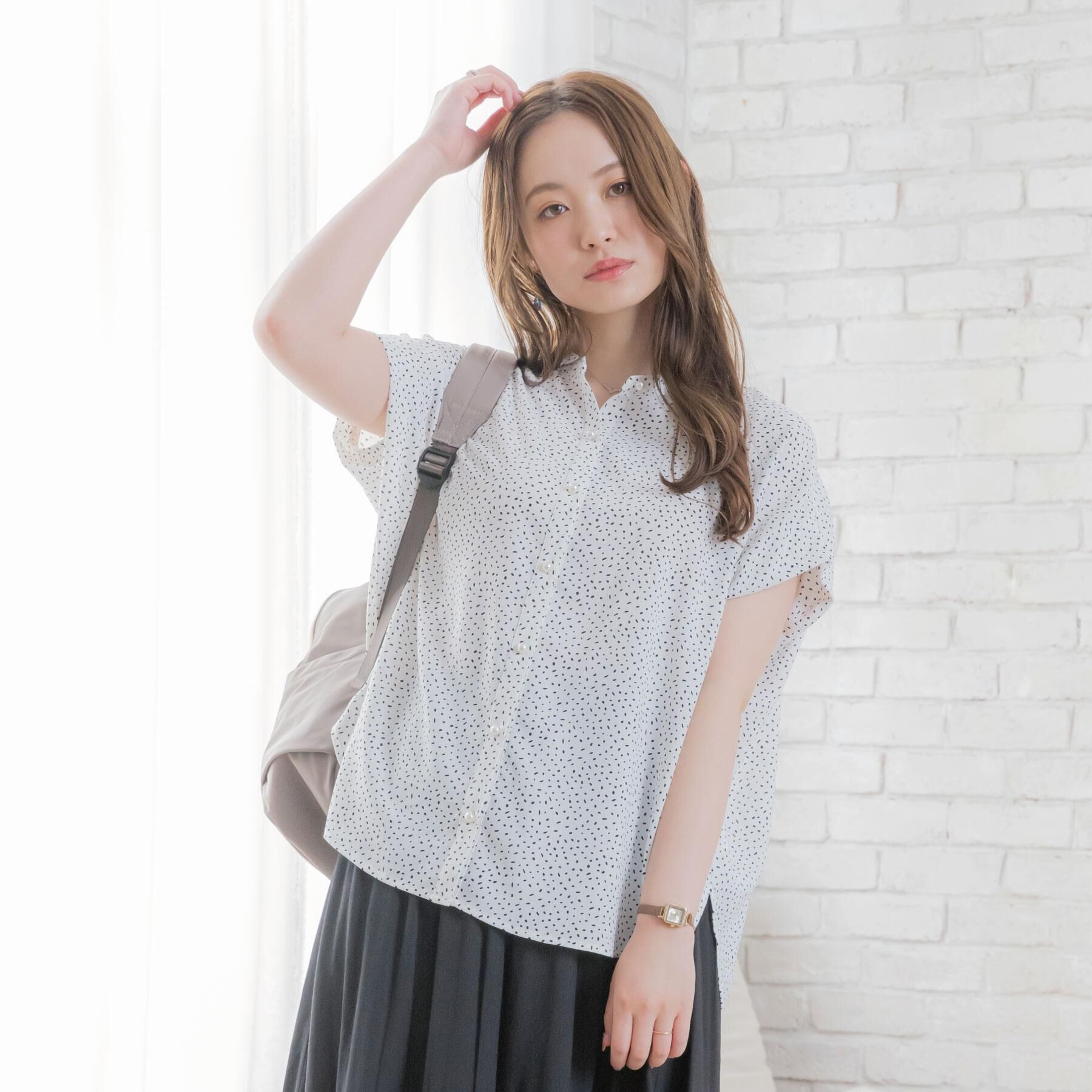 ITS&rsquo;DEMO「【接触冷感／手洗い可】ショルダータックブラウス」|シャツ・ブラウス|