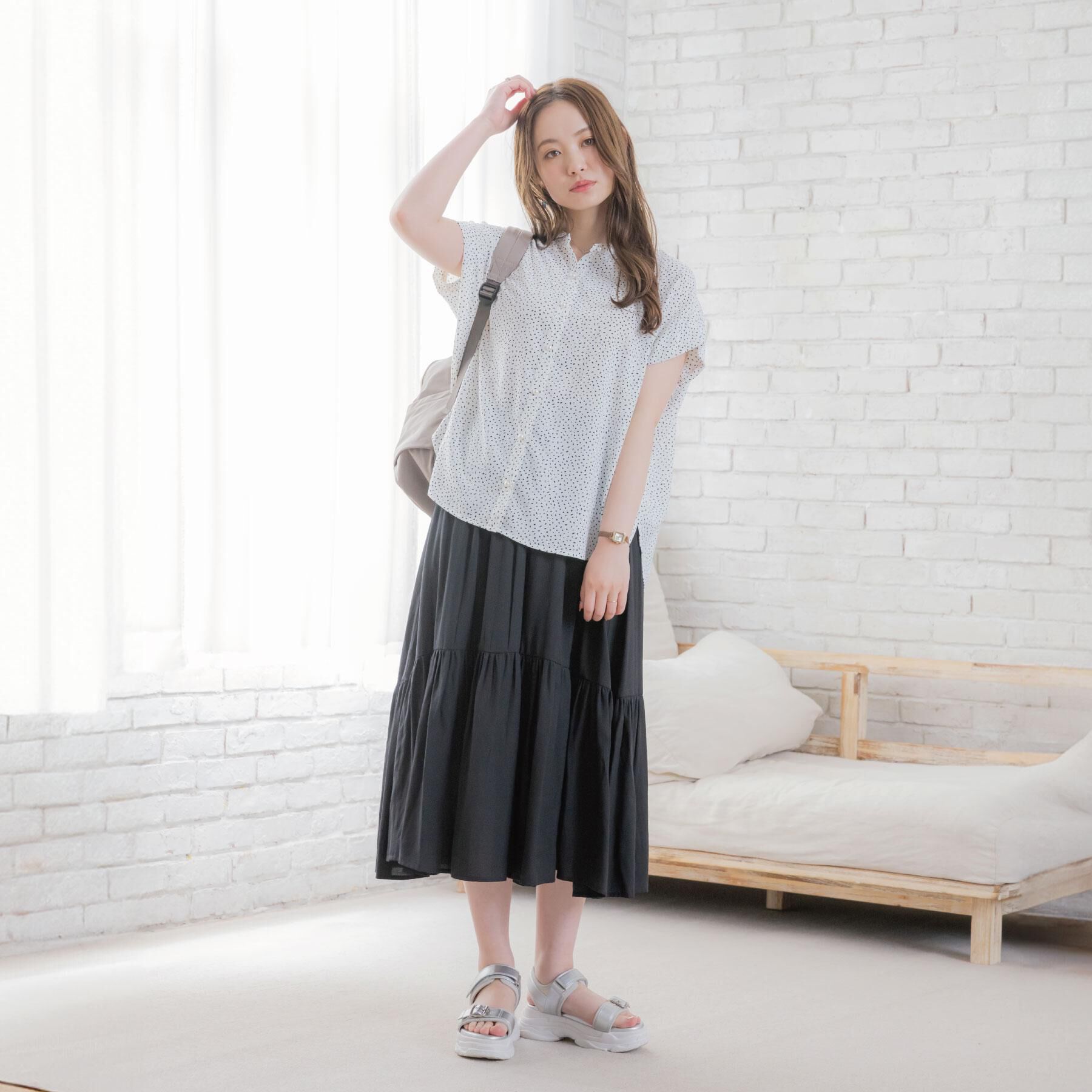 ITS&rsquo;DEMO「【接触冷感／手洗い可】ショルダータックブラウス」|シャツ・ブラウス|