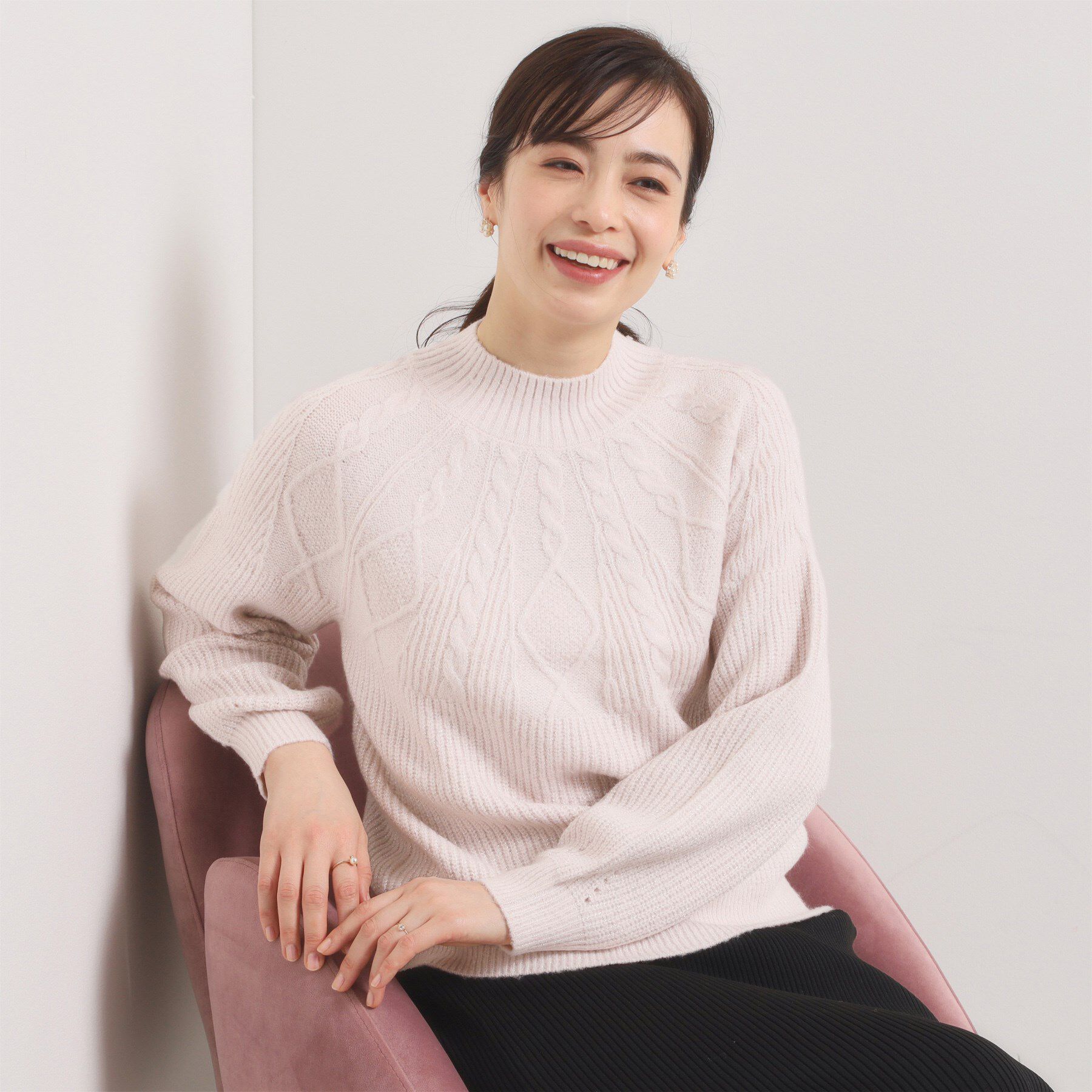 ITS&rsquo;DEMO「【手洗い可】求心ラメニット」|ニット・セーター|ライトピンク(070