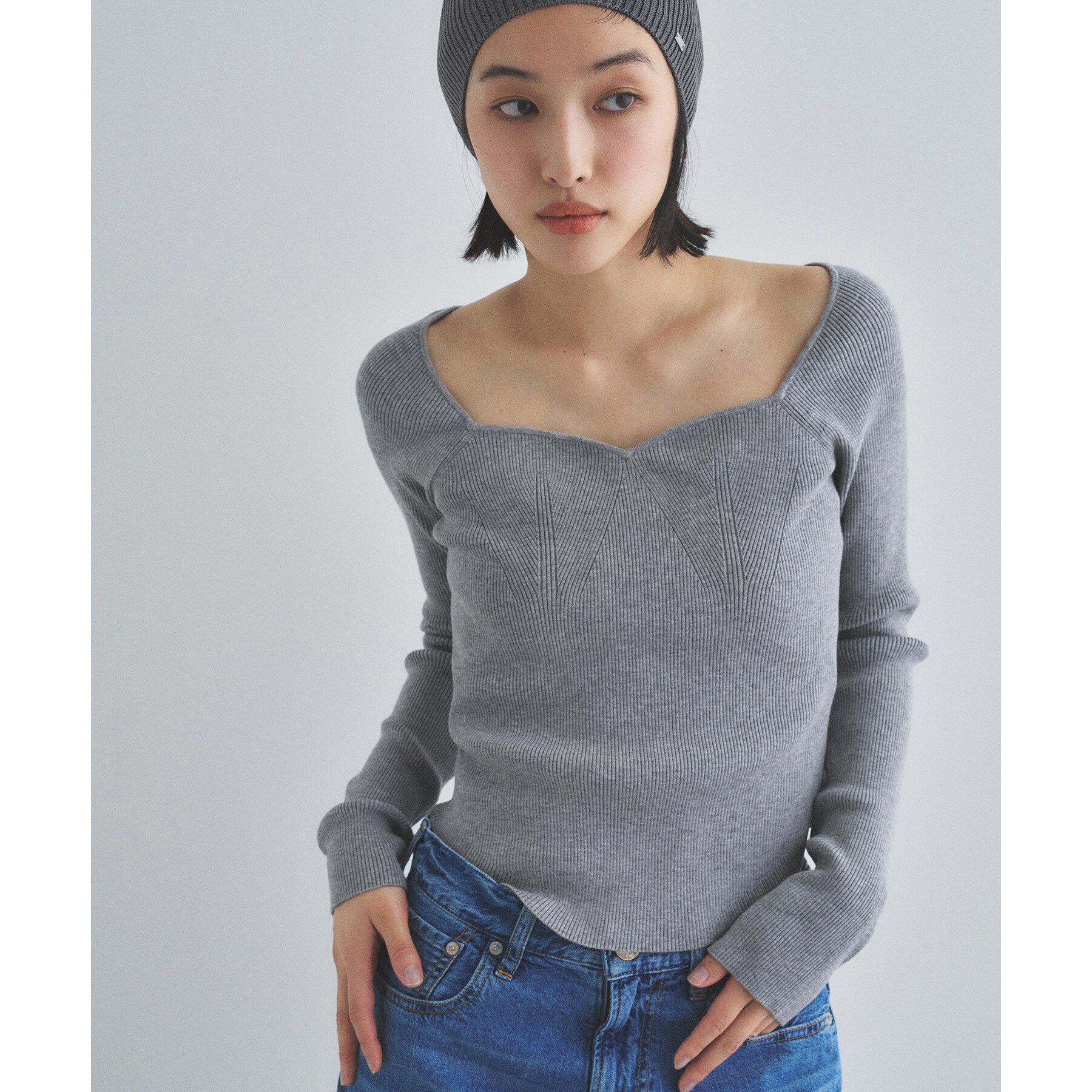 CODE A「square fit knit」|ニット・セーター|グレー(012)