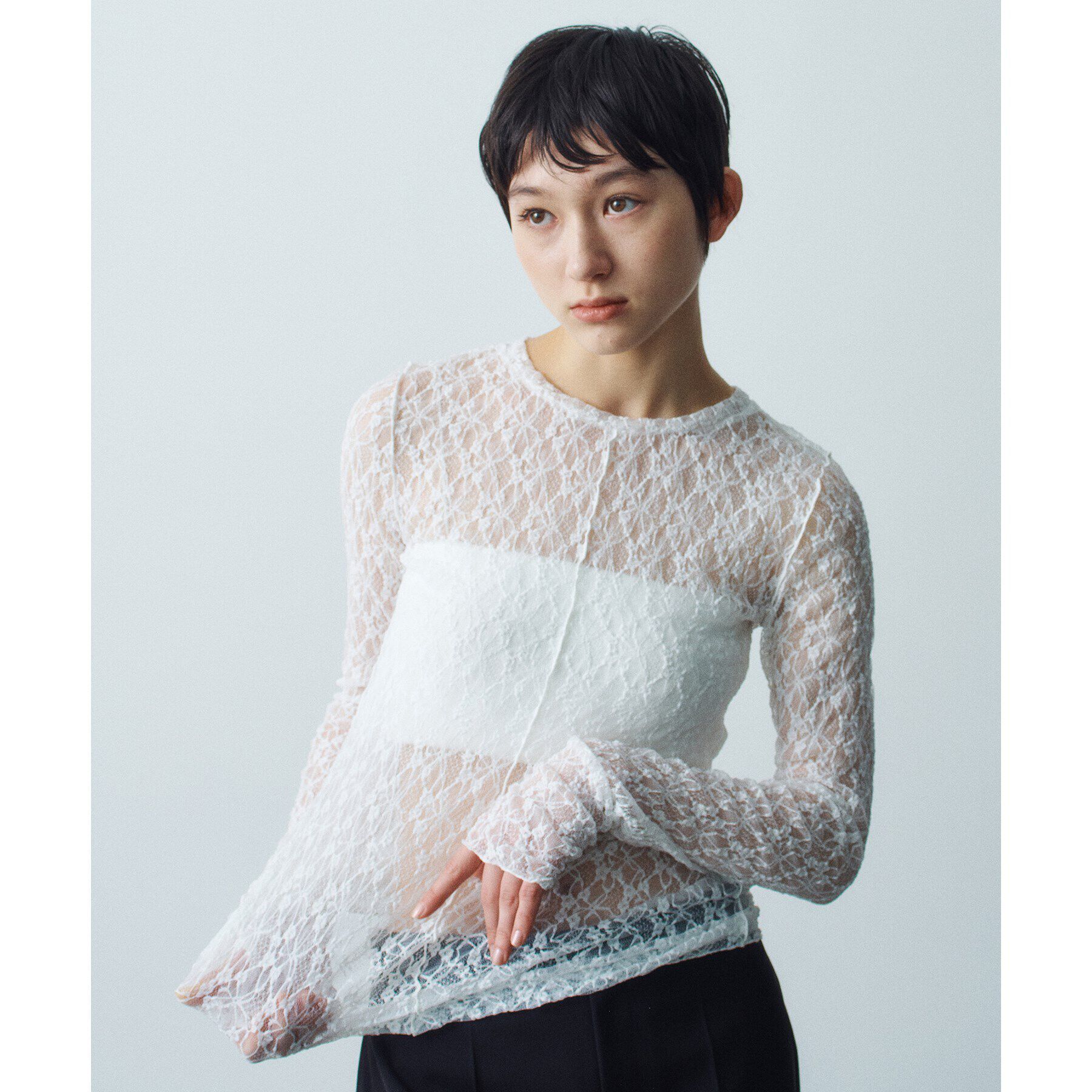 CODE A「【Re】stretch lace tops」|Tシャツ・カットソー|