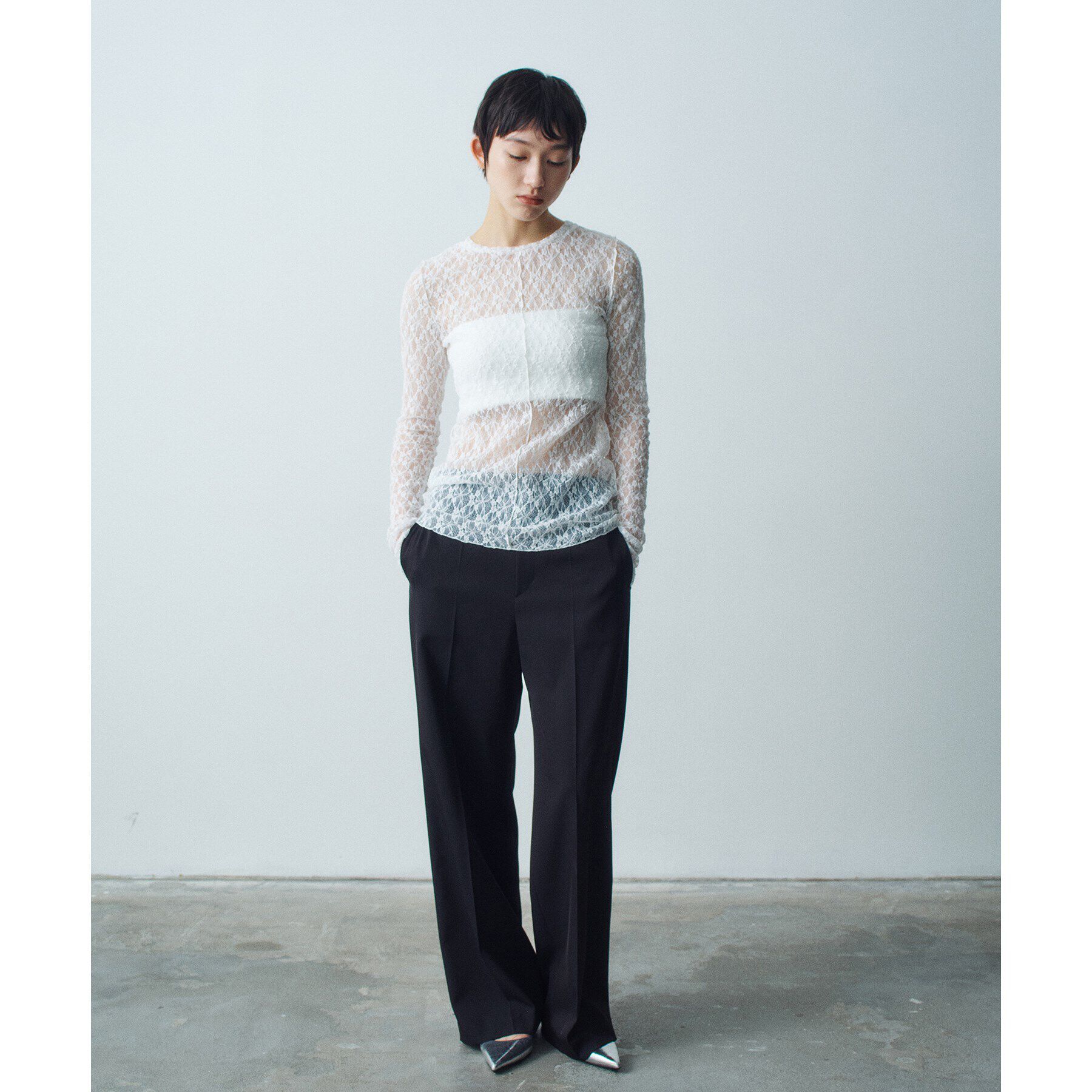 CODE A「【Re】stretch lace tops」|Tシャツ・カットソー|