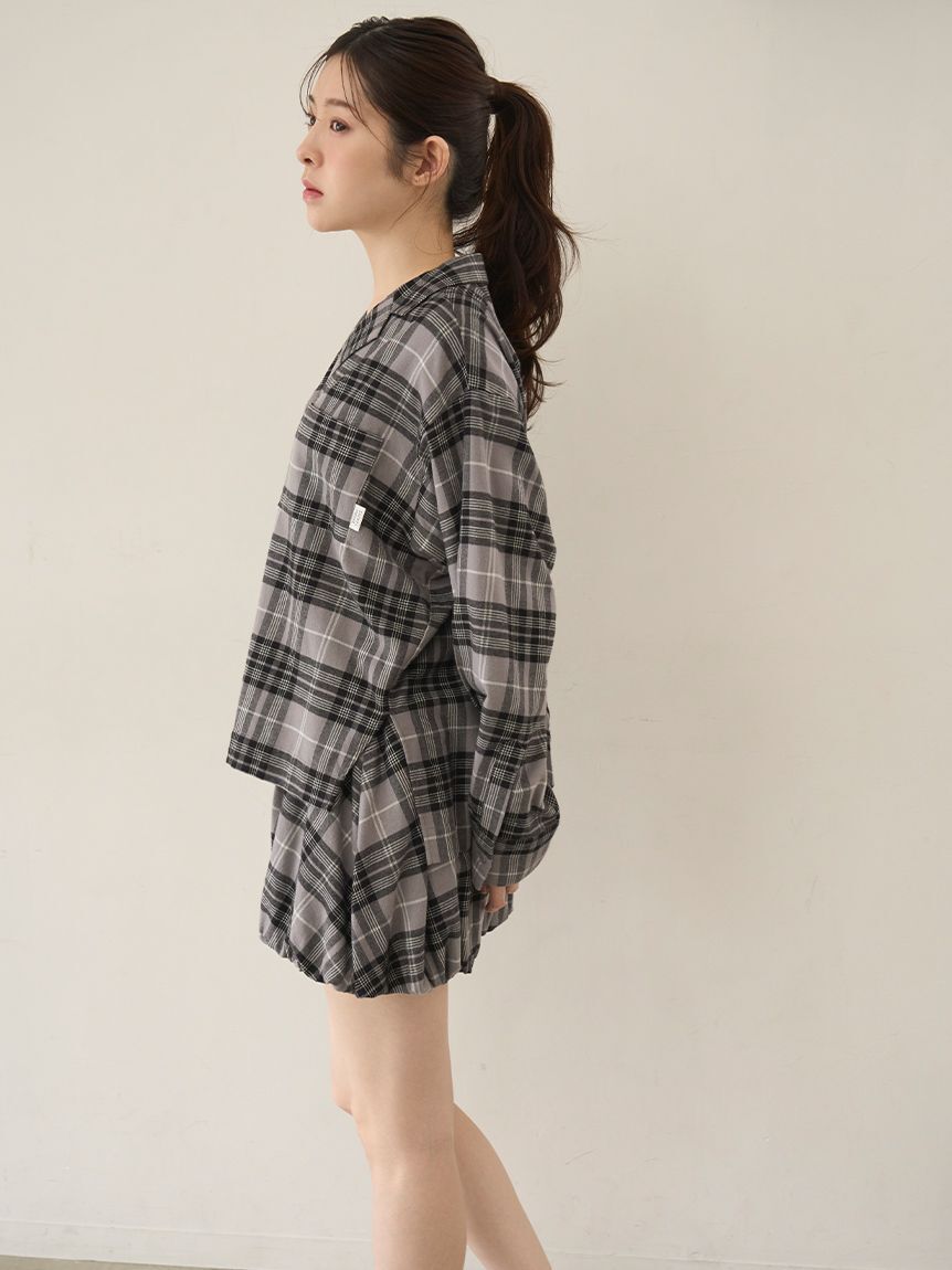 SNIDEL HOME「チェック開襟シャツ」|ルームウェア|