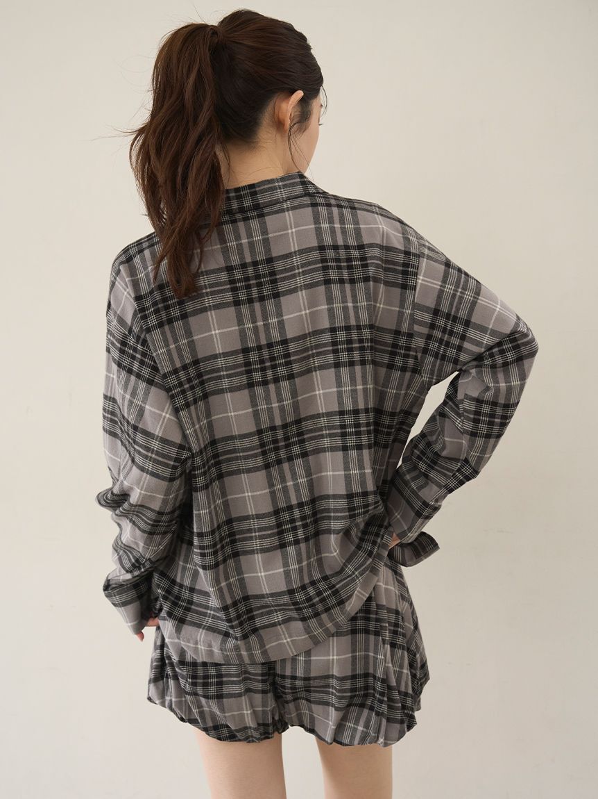 SNIDEL HOME「チェック開襟シャツ」|ルームウェア|