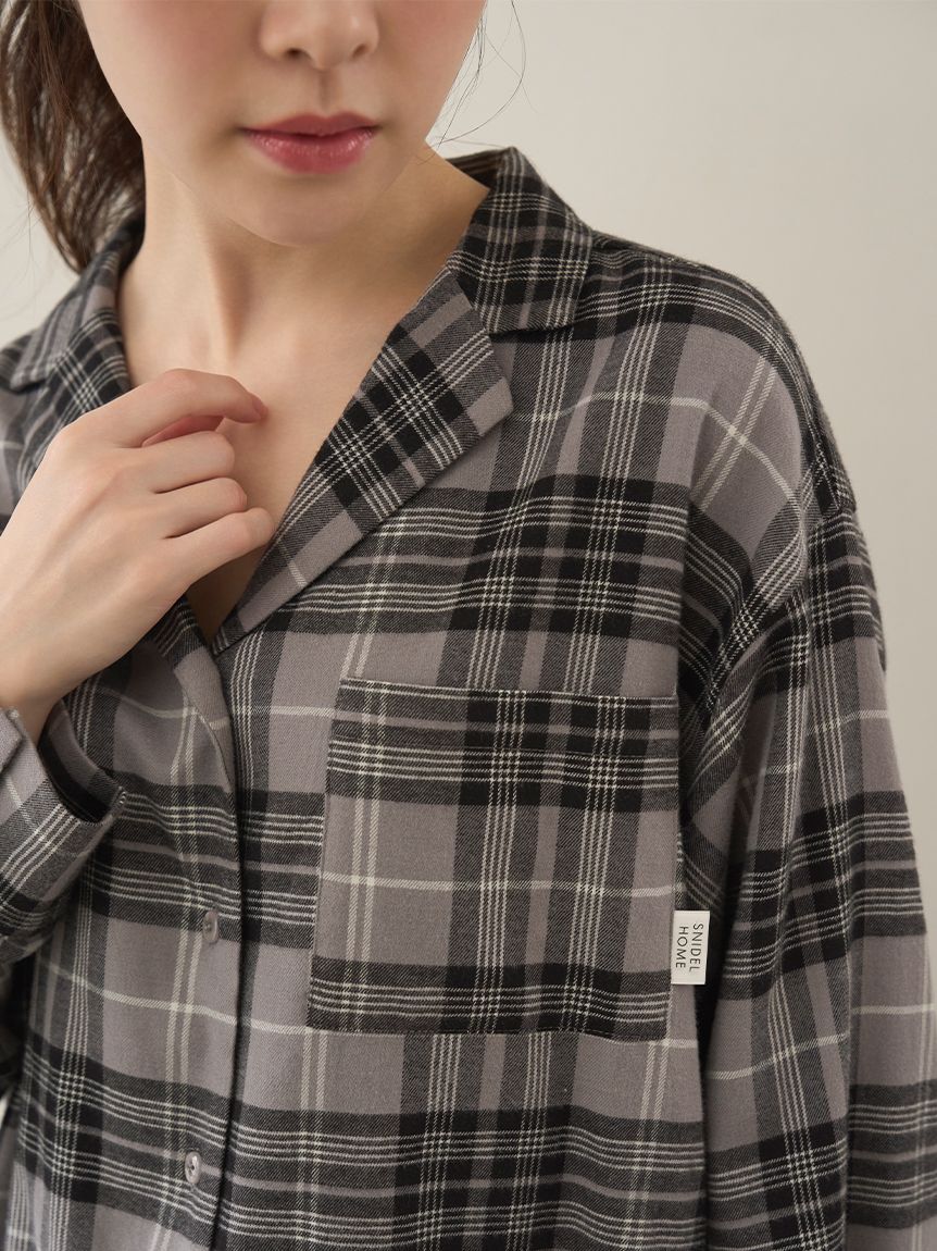 SNIDEL HOME「チェック開襟シャツ」|ルームウェア|