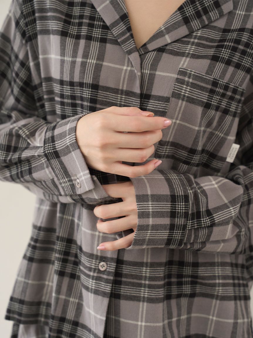 SNIDEL HOME「チェック開襟シャツ」|ルームウェア|