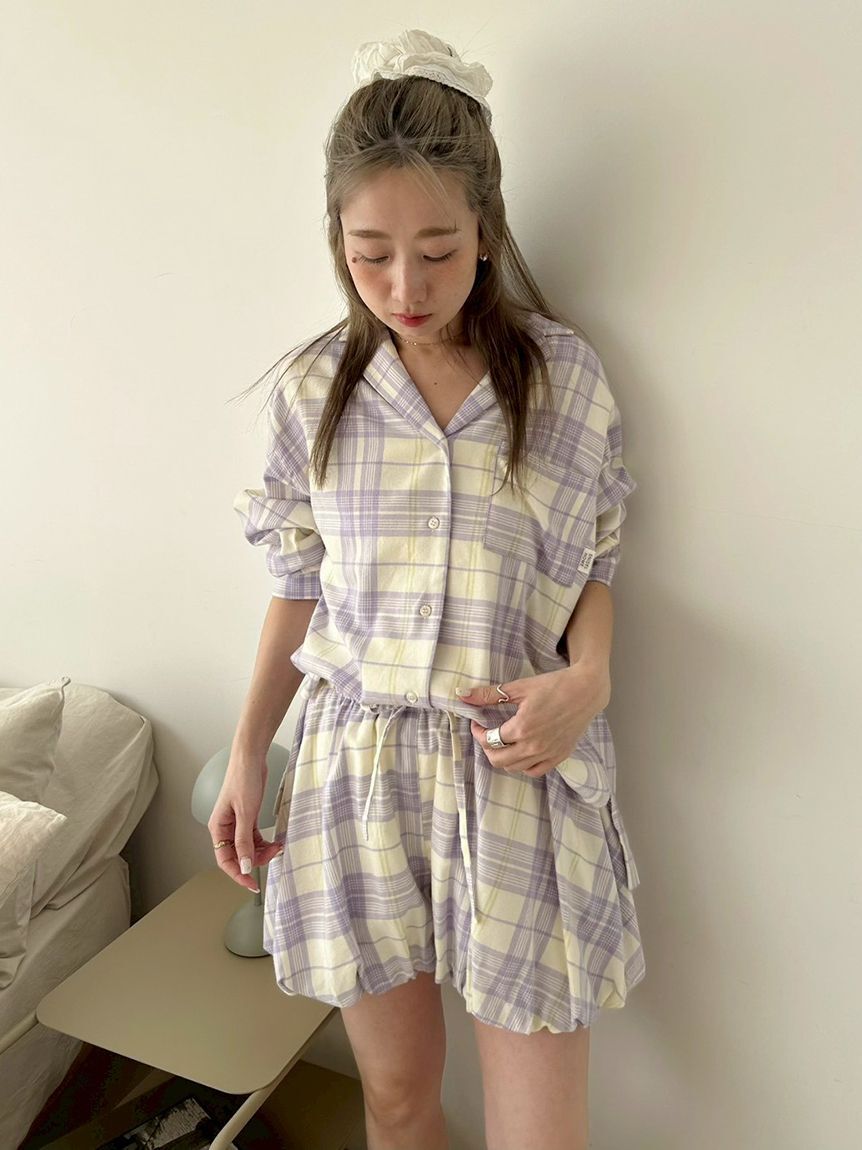 SNIDEL HOME「チェック開襟シャツ」|ルームウェア|