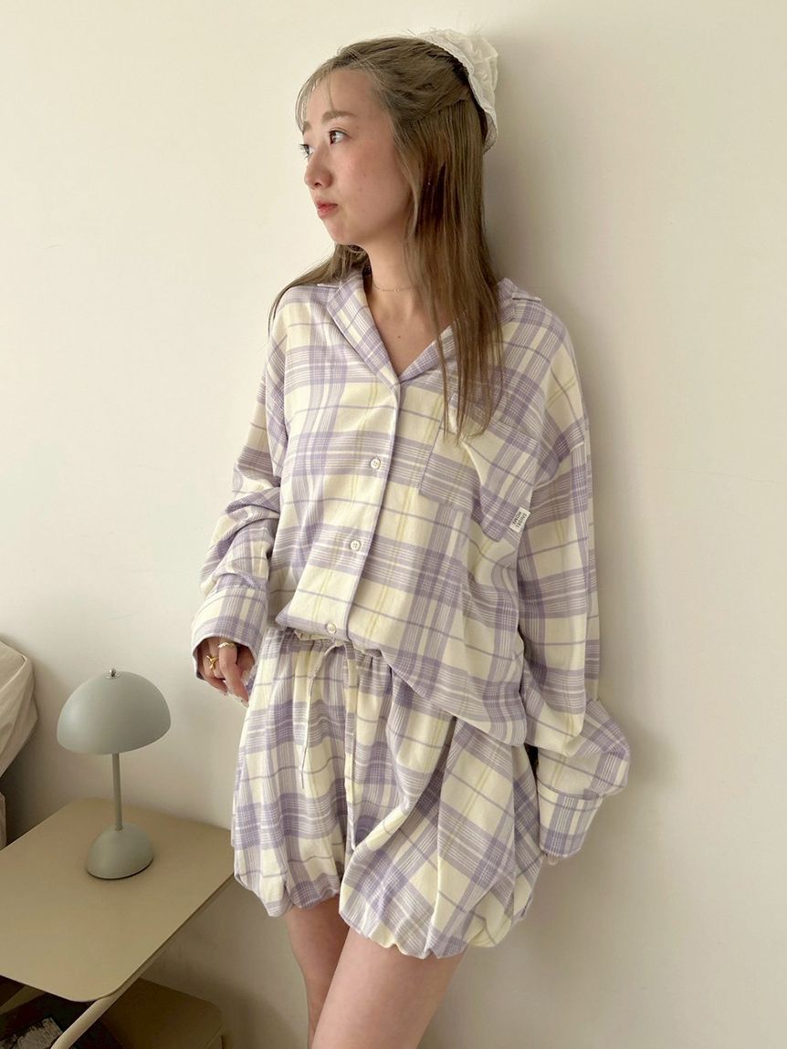 SNIDEL HOME「チェック開襟シャツ」|ルームウェア|PPL