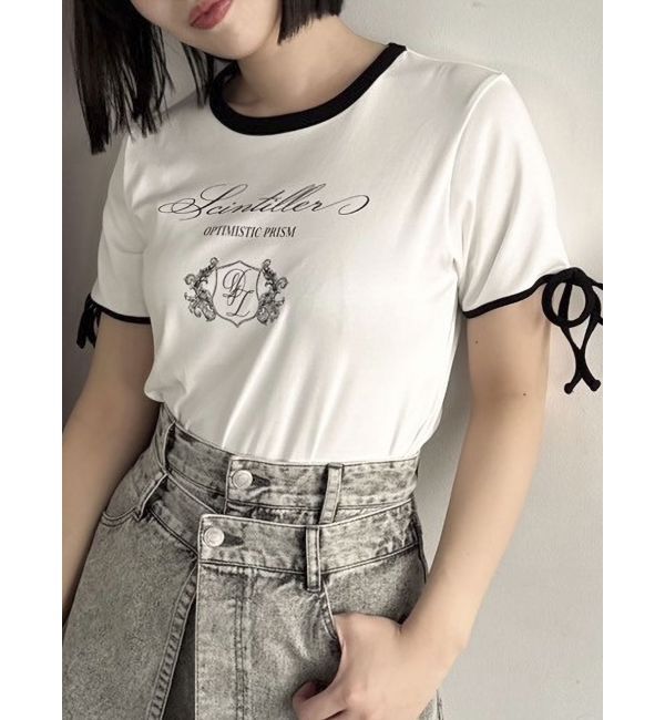 dazzlin「リボンスリーブロゴTシャツ」|Tシャツ・カットソー|オフホワイト