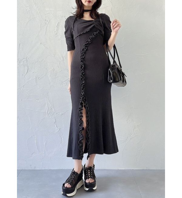 dazzlin「アシメレイヤードカットワンピース」|ワンピース|チャコールグレー