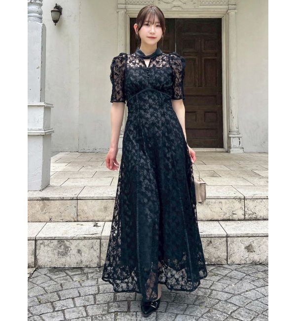 dazzlin「ネックツイスト刺繍レースドレス」|ドレス|