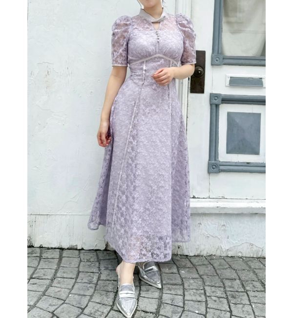 dazzlin「ネックツイスト刺繍レースドレス」|ドレス|