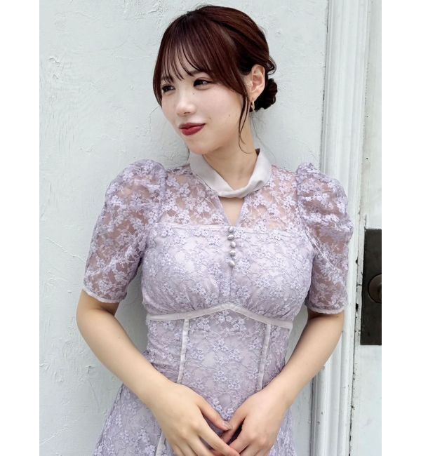 dazzlin「ネックツイスト刺繍レースドレス」|ドレス|