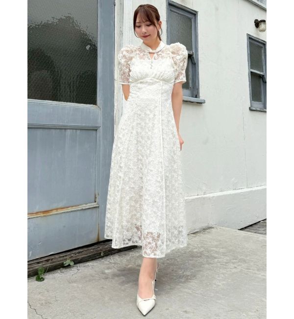 dazzlin「ネックツイスト刺繍レースドレス」|ドレス|