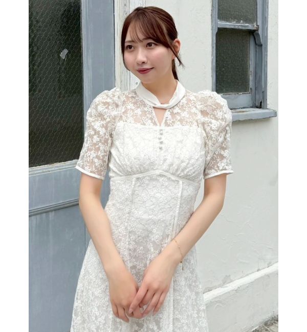 dazzlin「ネックツイスト刺繍レースドレス」|ドレス|