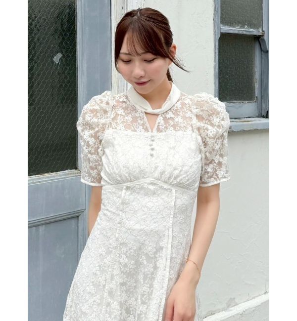 dazzlin「ネックツイスト刺繍レースドレス」|ドレス|