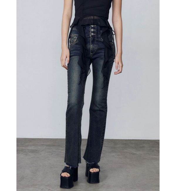 EMODA「サイドオープンハイウエストフレアパギンス」|デニム|