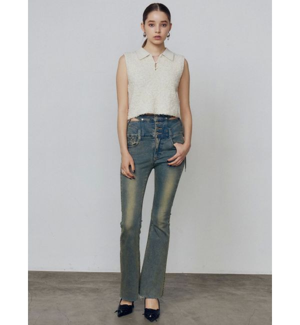 EMODA「サイドオープンハイウエストフレアパギンス」|デニム|