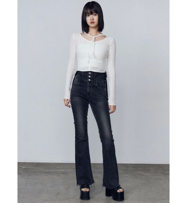 EMODA「サイドオープンハイウエストフレアパギンス」|デニム|