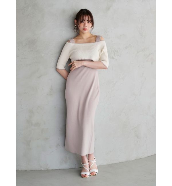 MERCURYDUO「3WAY配色ストラップバッククロスハーフスリーブワンピース」|ワンピース|