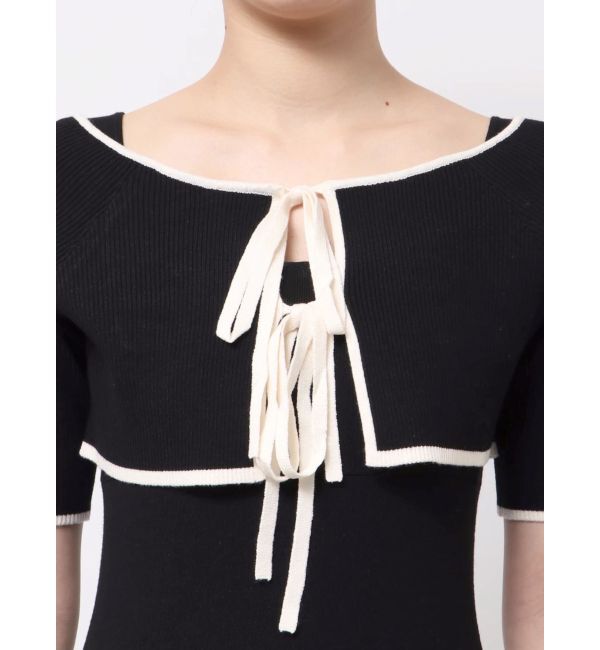 MERCURYDUO「3WAY配色ストラップバッククロスハーフスリーブワンピース」|ワンピース|