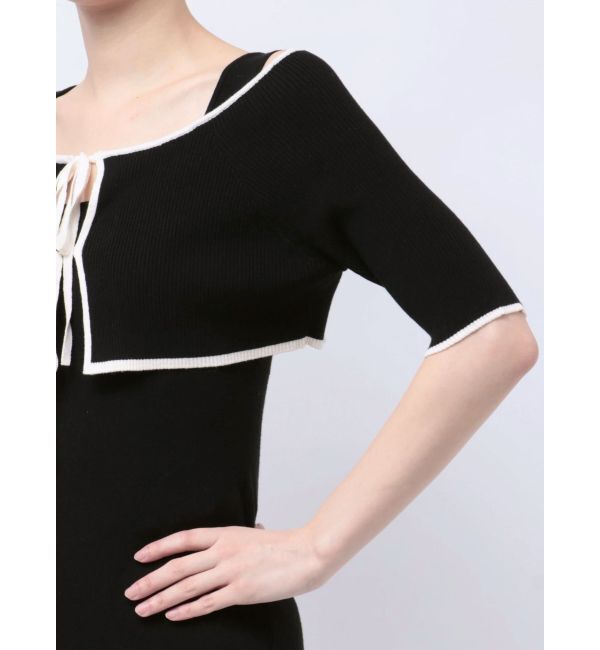 MERCURYDUO「3WAY配色ストラップバッククロスハーフスリーブワンピース」|ワンピース|