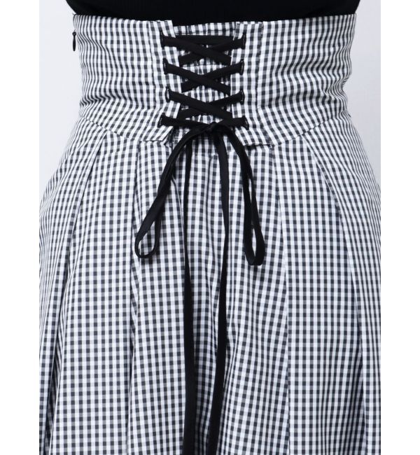 MERCURYDUO「ギンガムバックレースアップタックフレアスカート」|スカート|