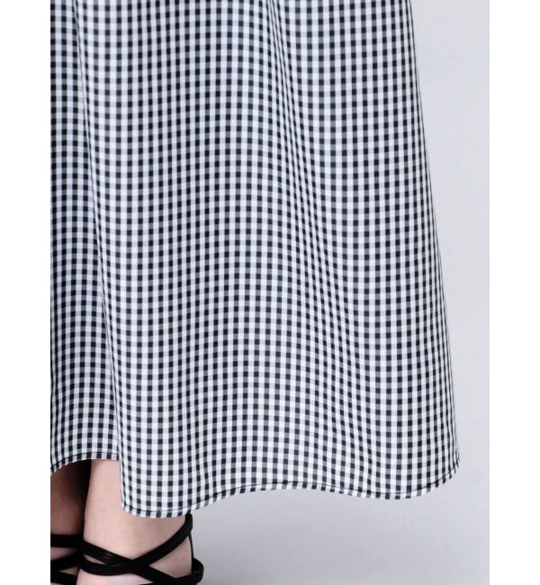MERCURYDUO「ギンガムバックレースアップタックフレアスカート」|スカート|