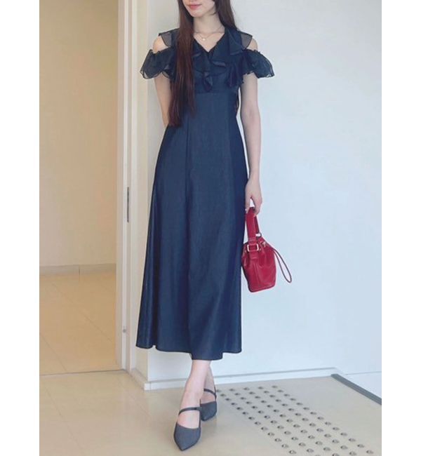 MERCURYDUO「2WAYシアーラッフルドッキングワンピース」|ワンピース|