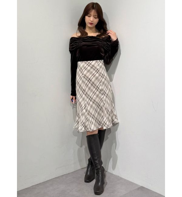 MERCURYDUO「オリジナルロービングチェックニーレングススカート」|スカート|