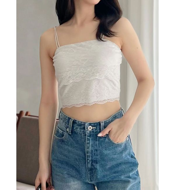 MERCURYDUO「【MERCURYDUO&times;AMPHI】カップ付きレースベアトップ」|Tシャツ・カットソー|