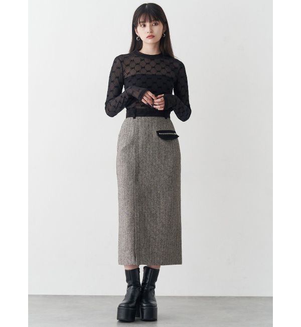 MURUA「MIXパターンスリットナロースカート」|スカート|